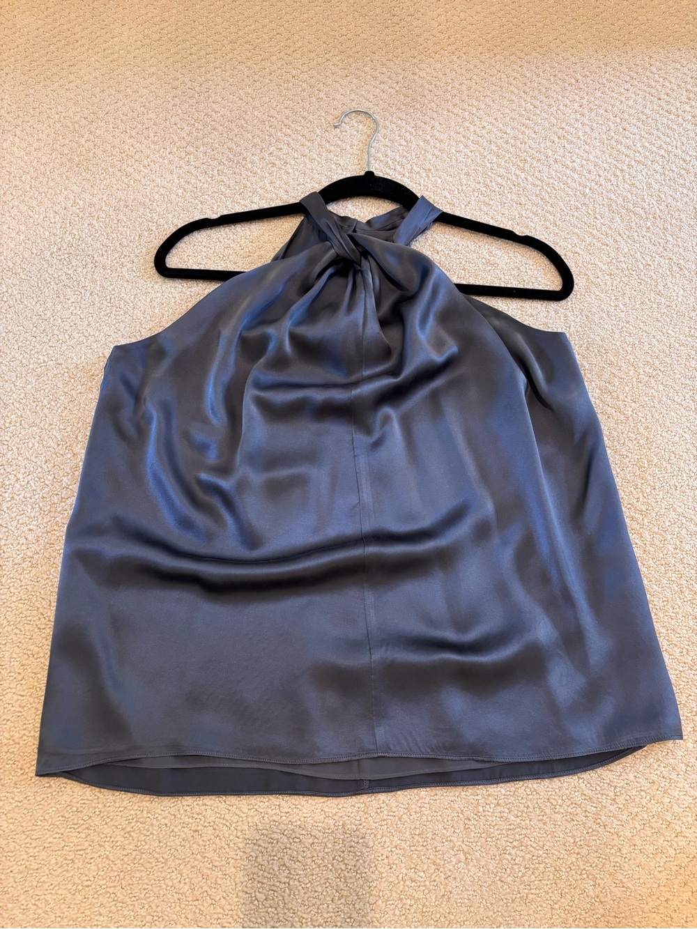 Club Monaco Slate Blue Silk Halter Top